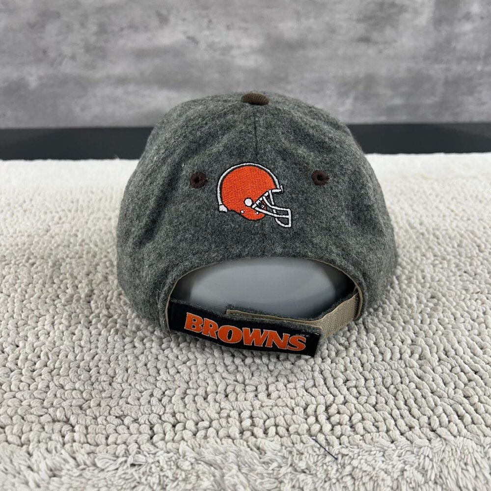 VINTAGE CLEVELAND BROWNS‎ STRAP BACK HAT OSFA HEATHER TWO TONE WOOL ANNCO - Picture 4 of 9